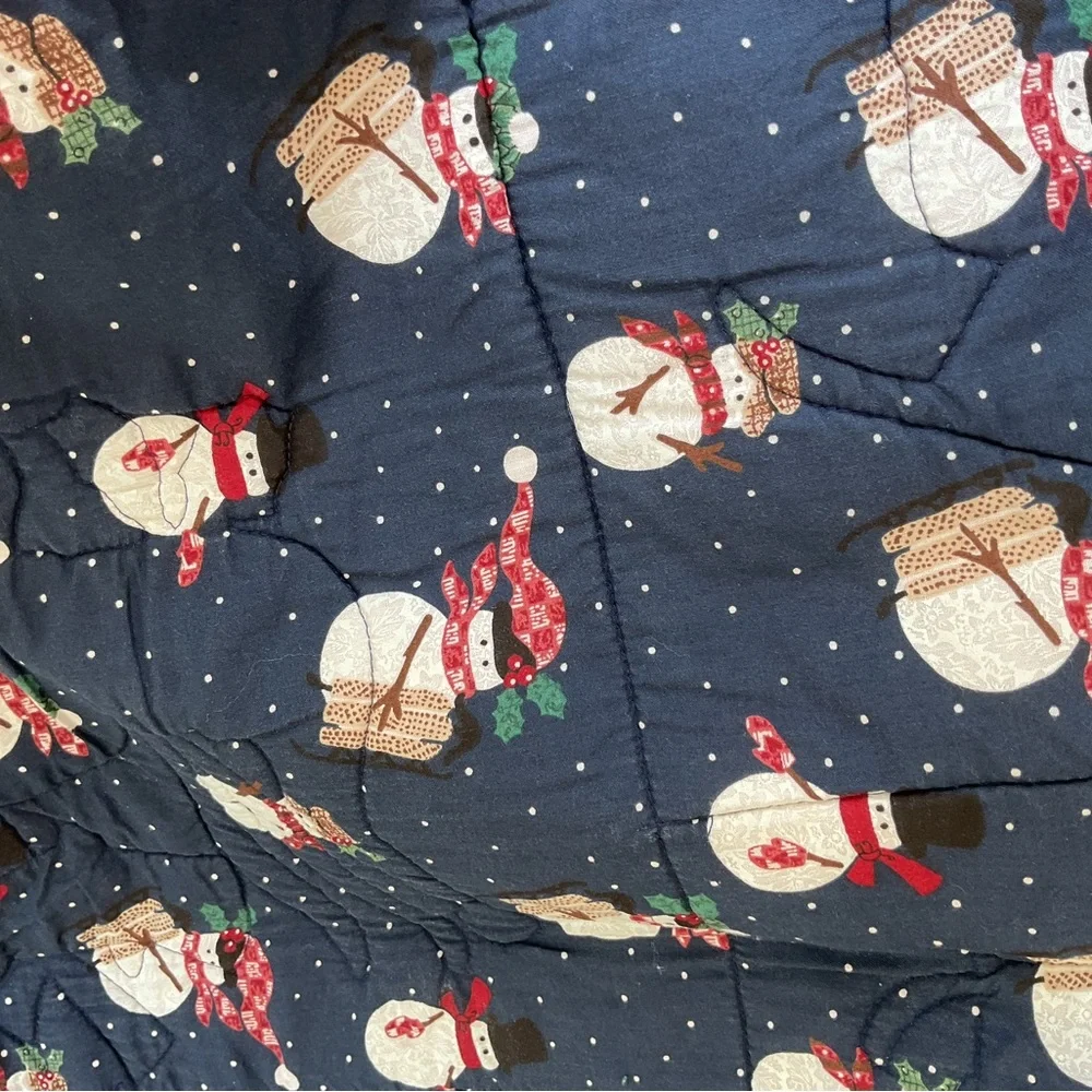 Festive Snowman Holiday Vtg Fabric Quilt wall hanging banner Flag Decor 34